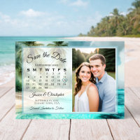 Calendrier et photo de mariage à l'aquarelle de pl