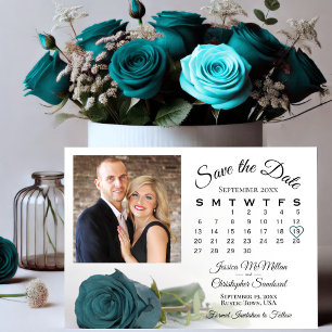 Save The Date Calendrier et photo d'un Rose Turquoise unique