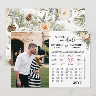 Save The Date Calendrier floral hivernal avec photo