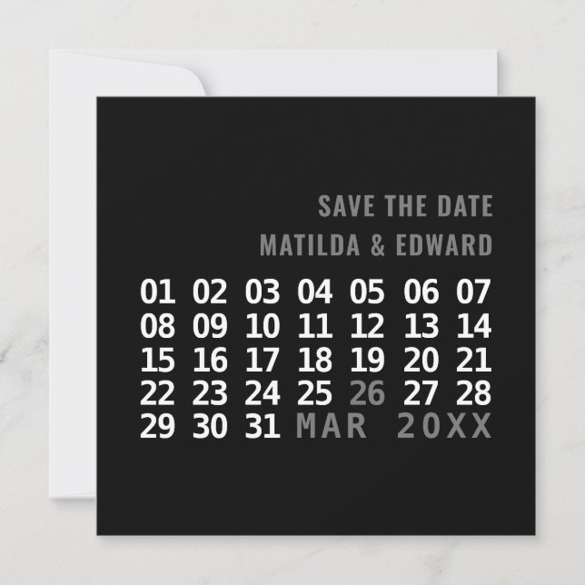 Save The Date Calendrier graphique moderne mariage enregistrer l (Devant)