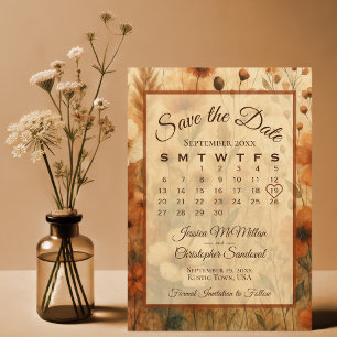 Save The Date Calendrier Mariage Fleurs Chic Bohème Terre de Sie