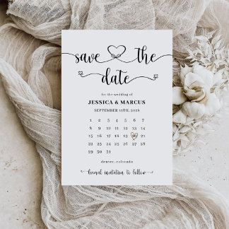 Save The Date Calendrier Minimaliste Moderne Simple | Mariage Ph