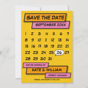 Save The Date Calendrier Moderne Fun Bande Dessinée Sauvegarder