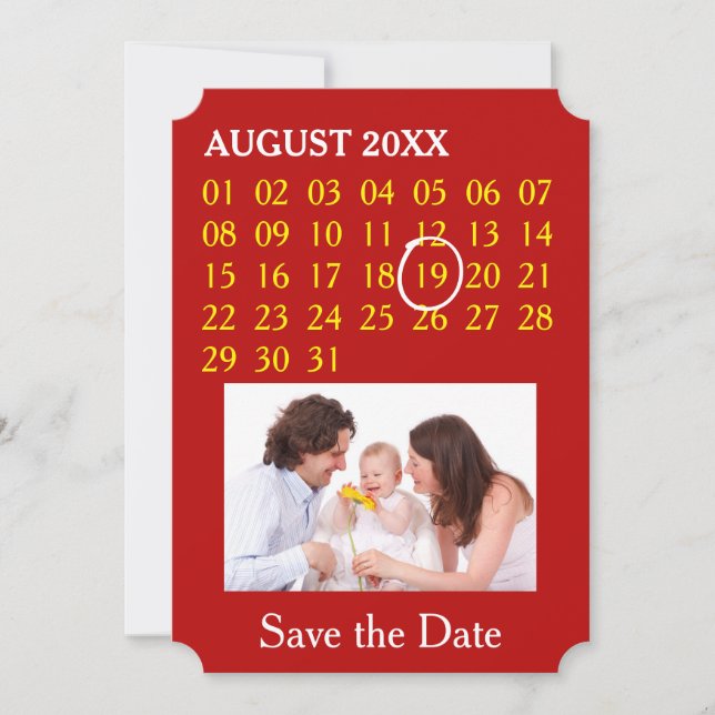 Save The Date Calendrier personnalisé simple + votre photo, back (Devant)