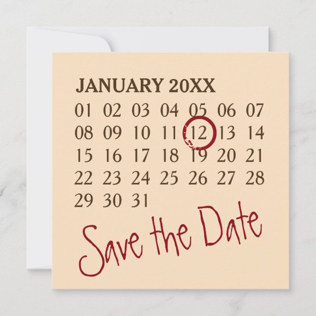 Save The Date Calendrier personnalisé simple + votre photo, back (Devant)