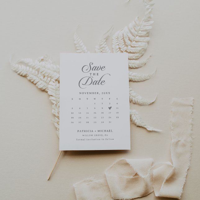 Save The Date Calendrier QR Code Calligraphie Chic Classique (Créateur téléchargé)