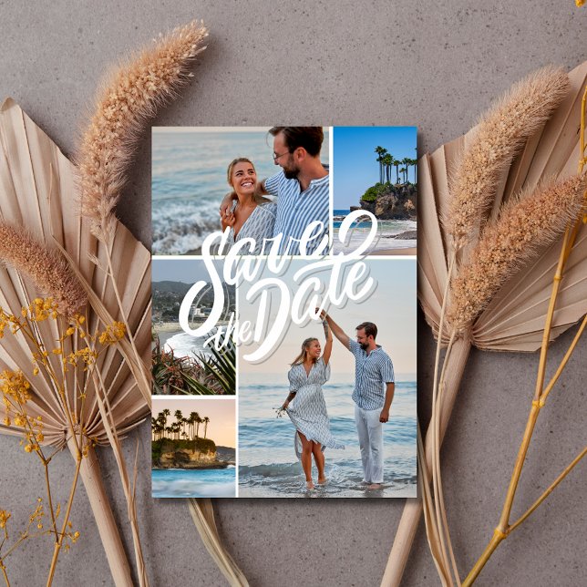 Save The Date California Coastal 3 Photo Beach Wedding (California Coastal 3 Photo Beach Wedding Save The Date)