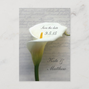 Save The Date Calla lily sur l'écriture manuscrite enregistrer l