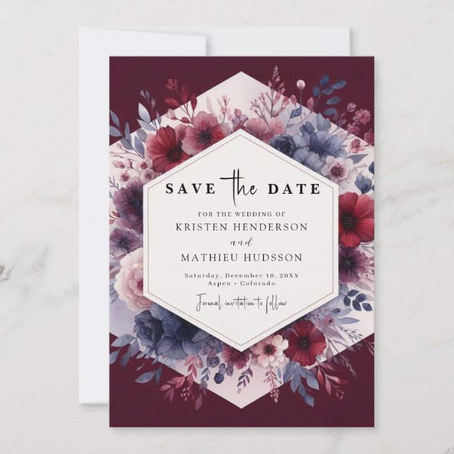 Save The Date Calligraphie Bourgogne Mariage (Devant)