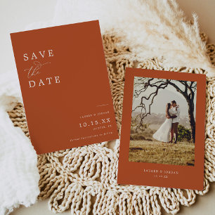 Save The Date Calligraphie Burnt Orange Mariage photo