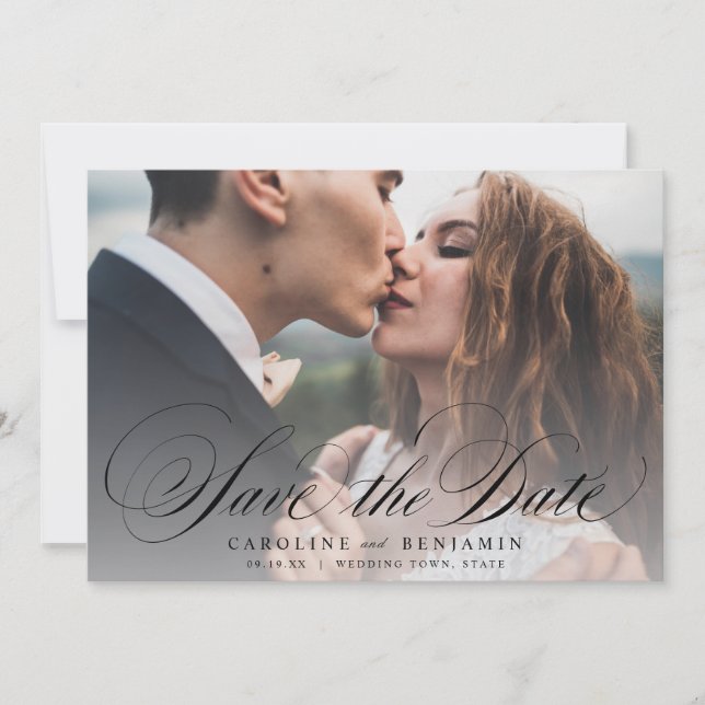 Save The Date Calligraphie classique mariage photo enregistrer l (Devant)