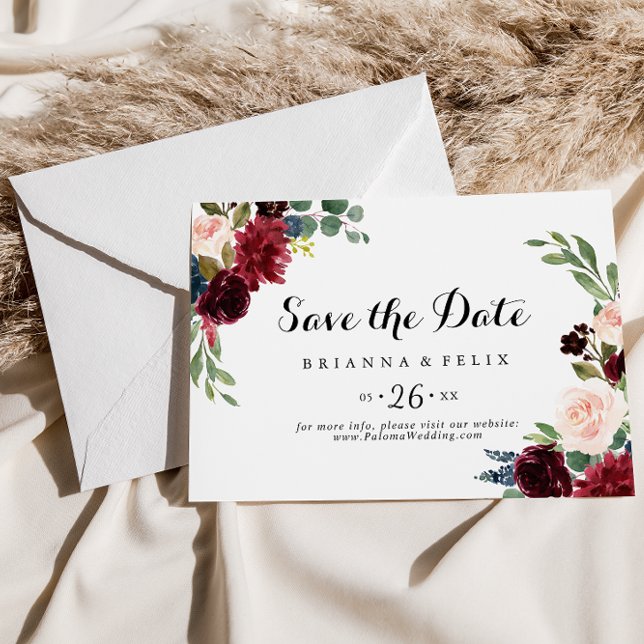 Save The Date Calligraphie de Bourgogne rustique Mariage horizon (Créateur téléchargé)