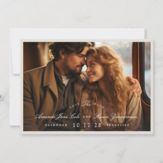 Save The Date Calligraphie de mariage élégante avec photo