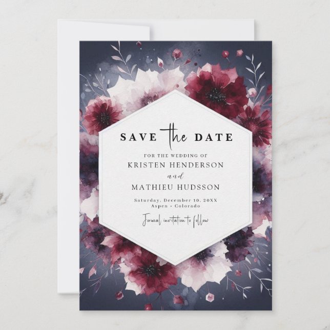 Save The Date Calligraphie délicate Mariage de Bourgogne (Devant)