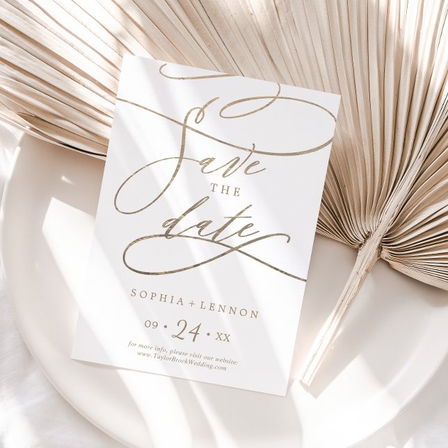 Save The Date Calligraphie d'or romantique (Créateur téléchargé)