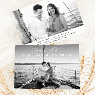 Save The Date Calligraphie Élégante Moderne 2 Photo Mariage