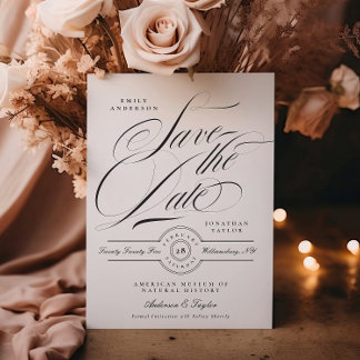 Save The Date Calligraphie élégante officielle Cravate noire Pho