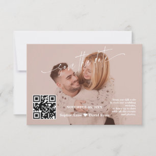 Save The Date Calligraphie en terre cuite Code QR Mariage photo
