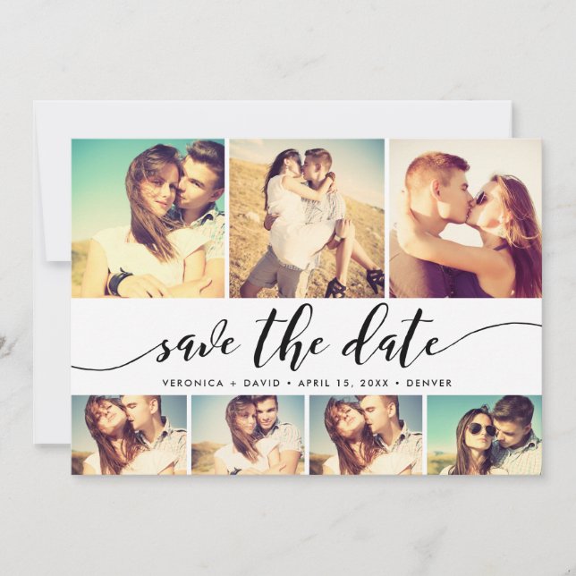 Save The Date Calligraphie Enregistrer La Date 7 Grille Photo Co (Devant)