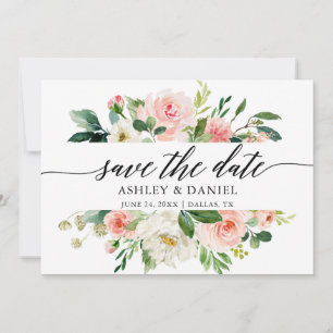 Save The Date Calligraphie Florale Blanche Rose Enregistrer La C