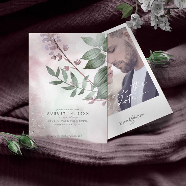 Save The Date Calligraphie Florale Mauve ID771 (Créateur téléchargé)