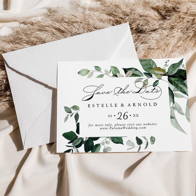 Save The Date Calligraphie géométrique Mariage horizontal vert (Créateur téléchargé)