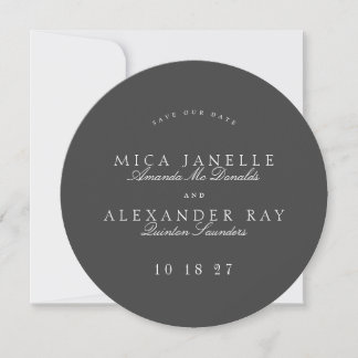 Save The Date Calligraphie grise classique formelle photo ronde