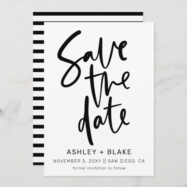 Save The Date Calligraphie manuscrite simple Enregistrer la date (Devant / Derrière)