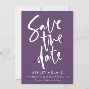 Save The Date Calligraphie manuscrite violet Enregistrer la date
