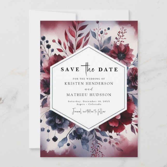 Save The Date Calligraphie minimale Mariage de Bourgogne (Devant)