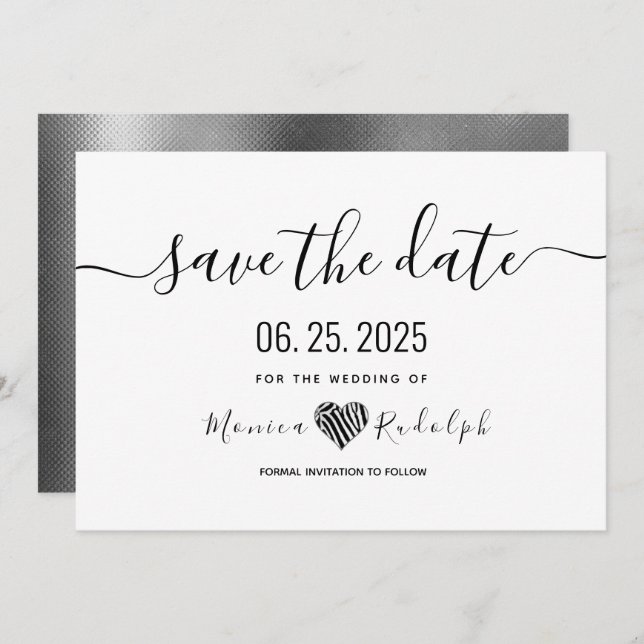 Save The Date Calligraphie Minimale Moderne Mariage Enregistrer  (Devant / Derrière)