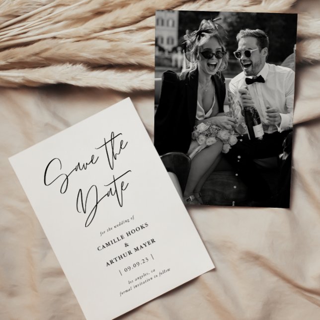 Save The Date Calligraphie minimale moderne Photo (Créateur téléchargé)