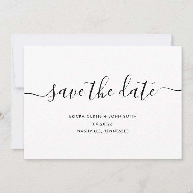 Save The Date Calligraphie minimaliste moderne (Devant)