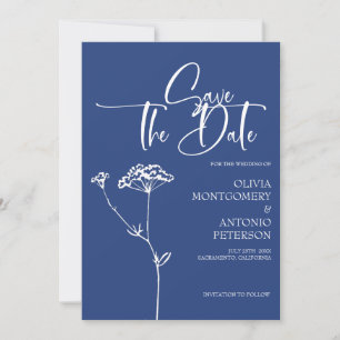 Save The Date Calligraphie minimaliste moderne cobalt de mariage