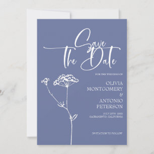 Save The Date Calligraphie minimaliste moderne Mariage bleu