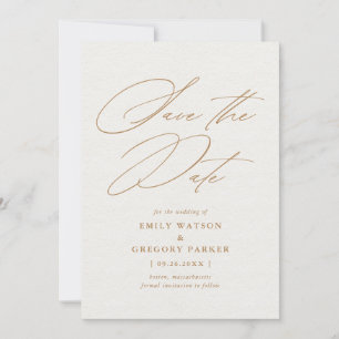 Save The Date Calligraphie minimaliste moderne Mariage d'or