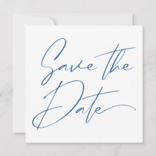 Save The Date Calligraphie minimaliste moderne Marine Bleu