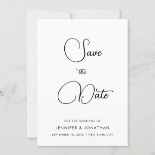 Save The Date Calligraphie minimaliste moderne noir et blanc