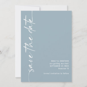 Save The Date Calligraphie minimaliste QR Code Dusty Mariage ble