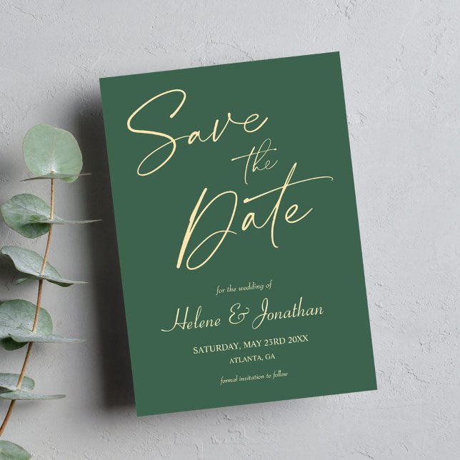 Save The Date Calligraphie minimaliste Vert Mariage élégant (Minimalist Calligraphy Sage Green Wedding Save The Date)