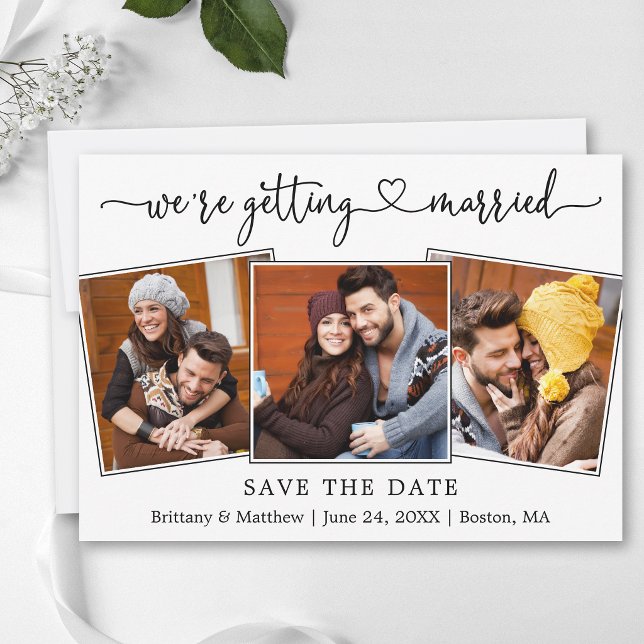 Save The Date Calligraphie Moderne Cœur Mariage 3 Photo (Customize to add text to back of card.)