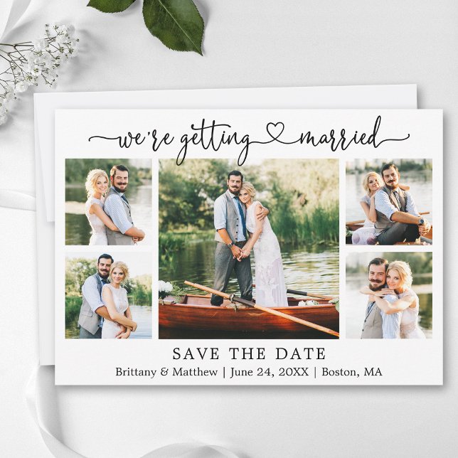 Save The Date Calligraphie Moderne Cœur Mariage 5 Photo (Customize to add text to back of card.)