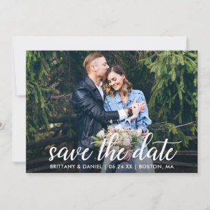 Save The Date Calligraphie moderne Couple Photo Mariage