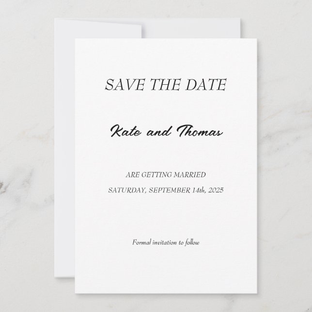 Save The Date Calligraphie moderne élégante Mariage chic minimal (Devant)