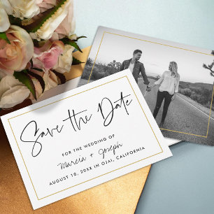 Save The Date Calligraphie moderne Gold Border