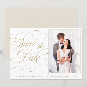 Save The Date Calligraphie moderne or intemporel mariage photo