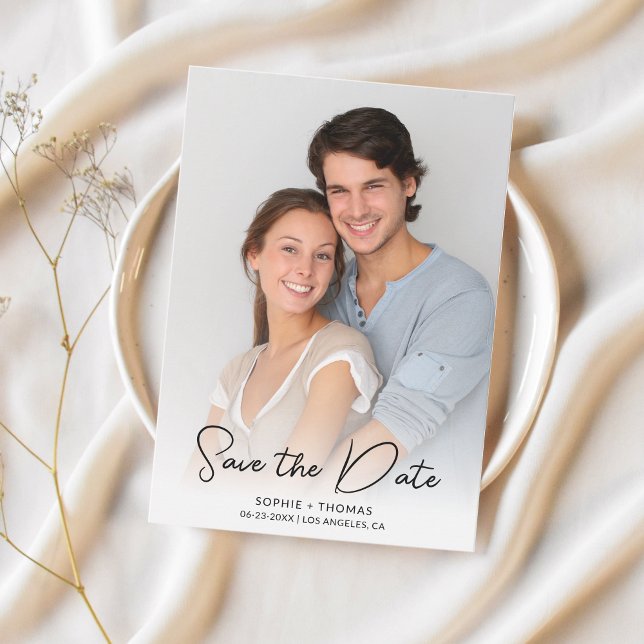 Save The Date Calligraphie Moderne Photo (Modern Calligraphy Photo Save The Date)