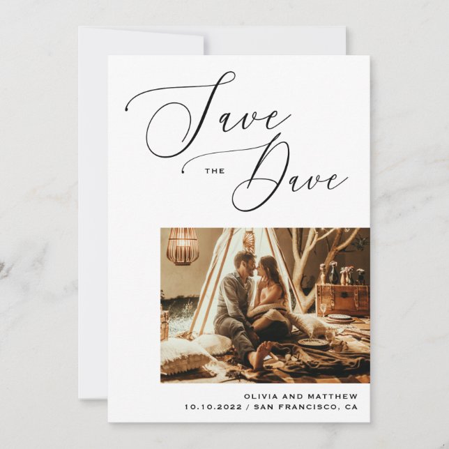 Save The Date Calligraphie Moderne | Photo de mariage minimalist (Devant)
