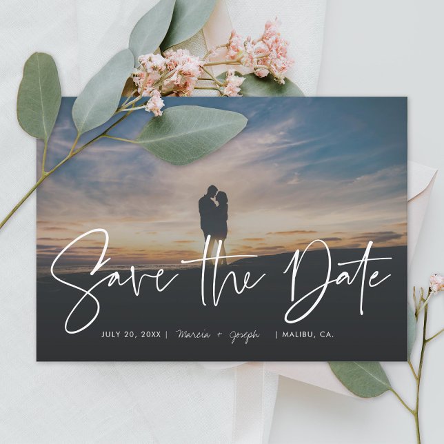 Save The Date Calligraphie moderne Photo Enregistrer la date (Créateur téléchargé)