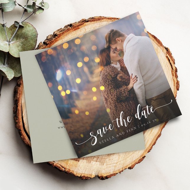 Save The Date Calligraphie Moderne Photo Mariage (Modern Calligraphy Photo Wedding Save The Date)